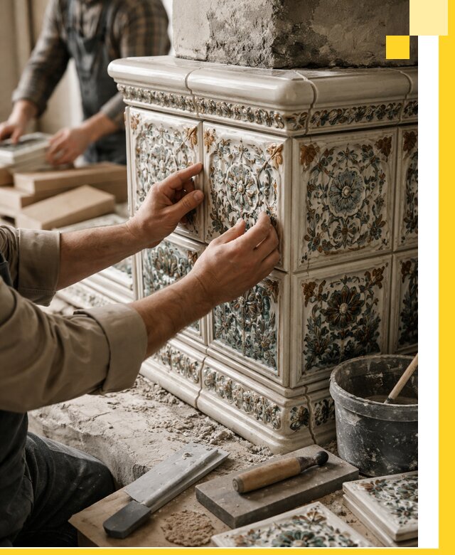 Изразцовые камины под ключ в Кизилюрте: проект и монтаж