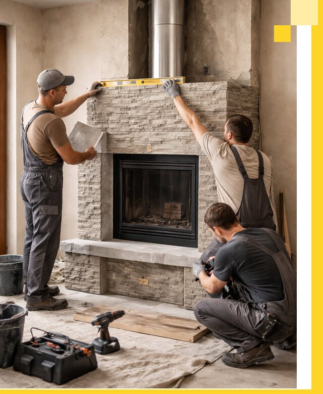 Профессиональный монтаж каминов под ключ в Кизилюрте для дома