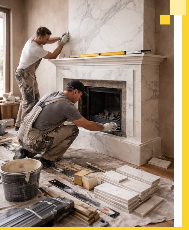 Отделка каминов в Кизилюрте качественные облицовочные работы