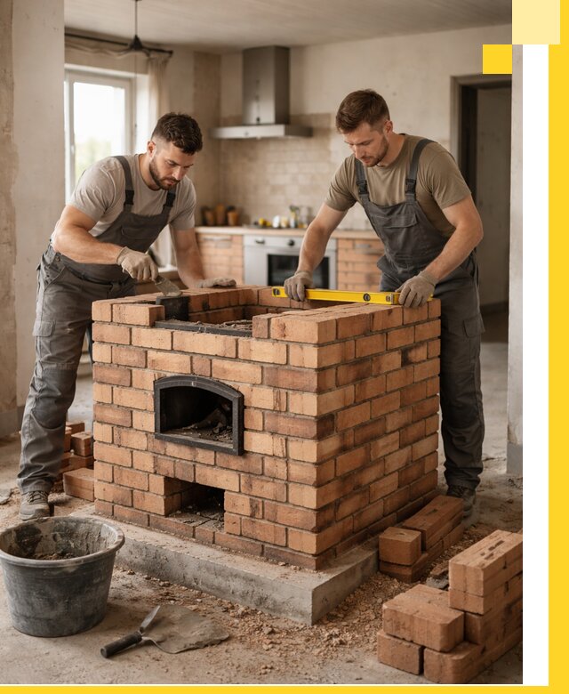 Установка и монтаж печей в частном доме в Кизилюрте под ключ