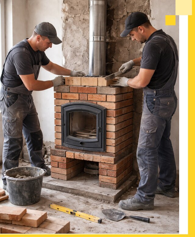 Монтаж печи камина под ключ в Кизилюрте с гарантией и пусконаладкой