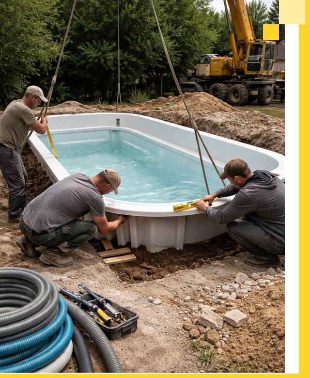 Установка и монтаж композитных бассейнов под ключ в Кизилюрте