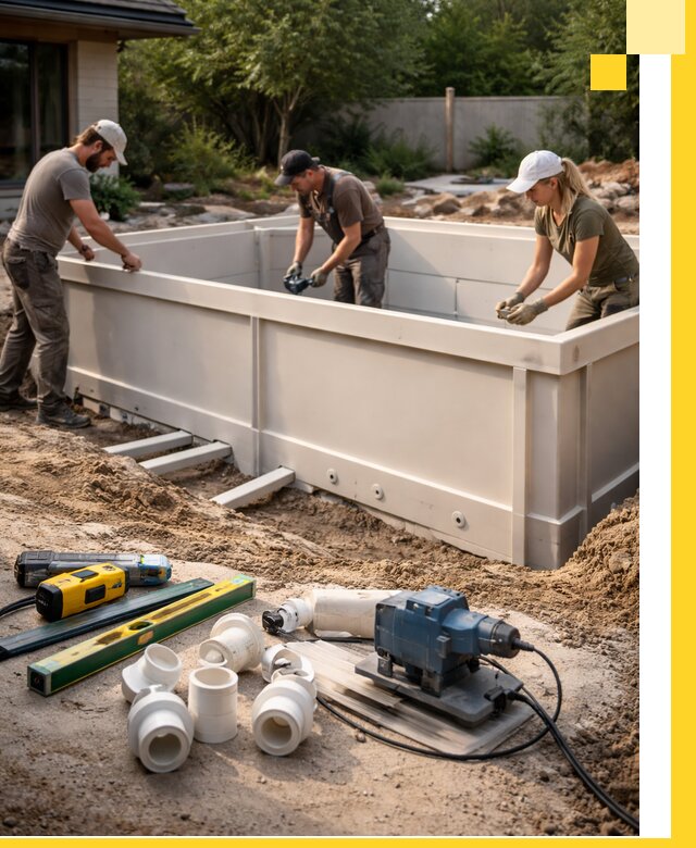 Установка полипропиленовых бассейнов под ключ в Кизилюрте