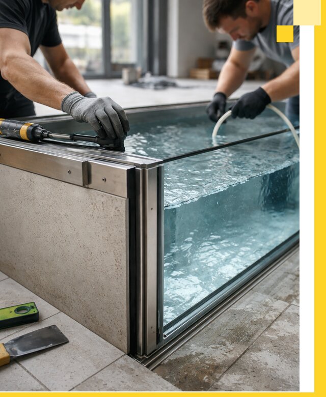 Проектирование и монтаж стеклянных бассейнов в Кизилюрте