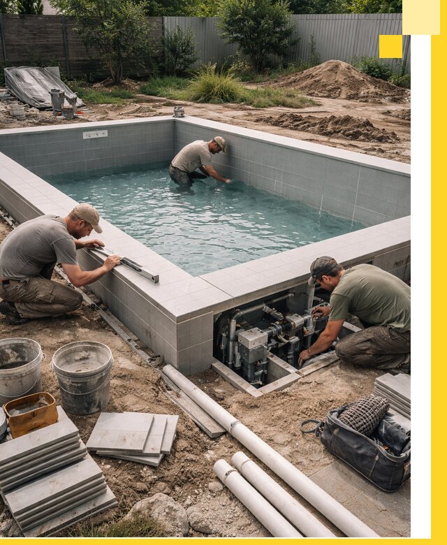 Строительство и монтаж бассейнов для дачи под ключ в Кизилюрте