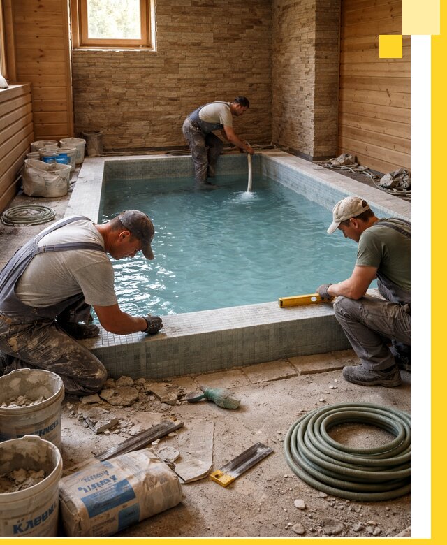 Проектирование и строительство бассейнов для бани в Кизилюрте