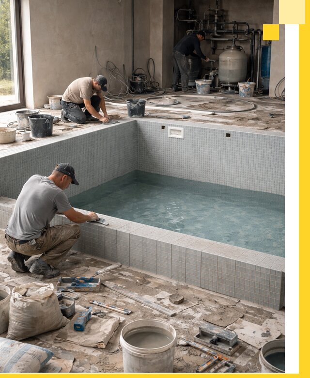 Строительство и монтаж бассейнов в помещении в Кизилюрте