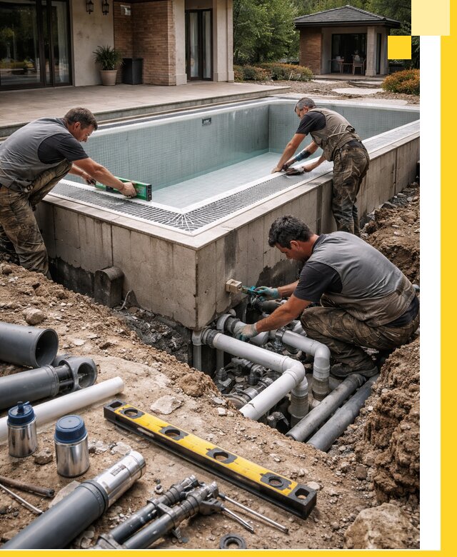 Строительство переливных бассейнов в Кизилюрте под ключ