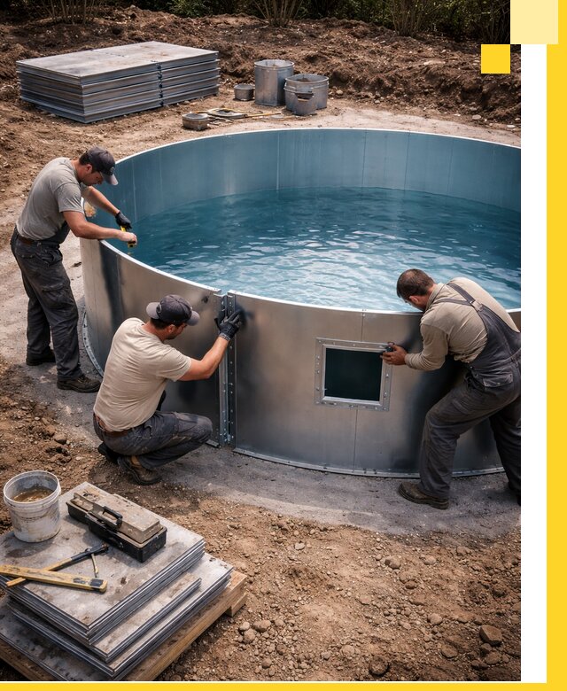 Круглые бассейны под ключ в Кизилюрте проектирование и монтаж