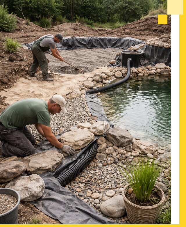 Строительство природных бассейнов и озер в Кизилюрте под ключ