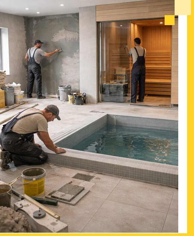 Проектирование и строительство сауны с бассейном в Кизилюрте