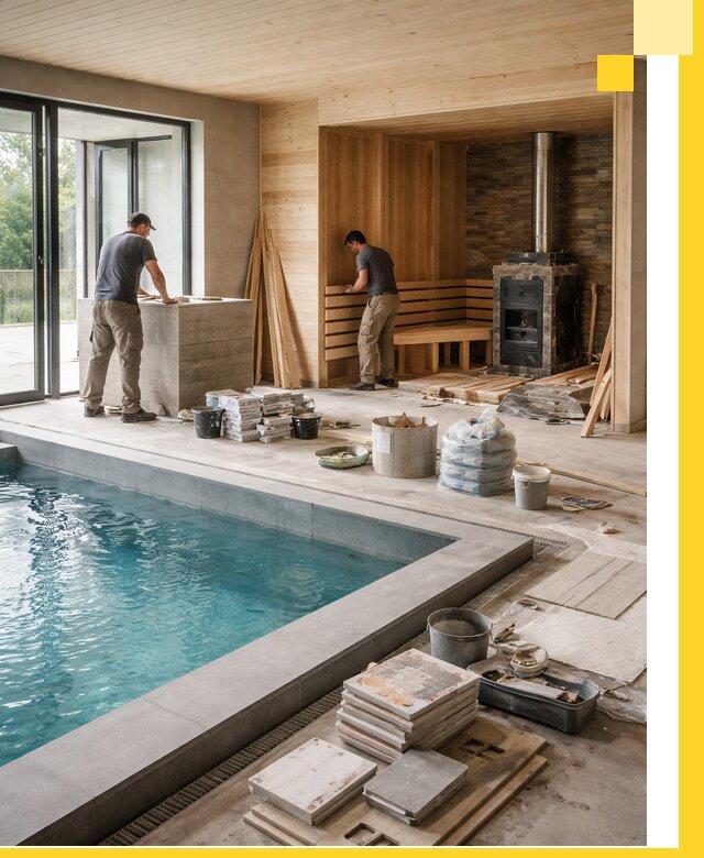 Проектирование и строительство бань с бассейном в Кизилюрте