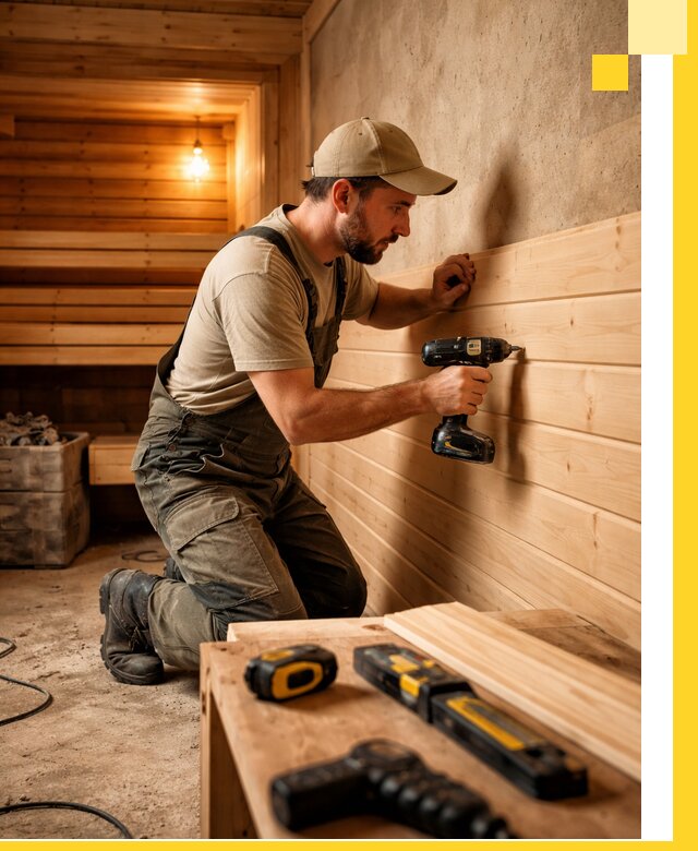 Профессиональная внутренняя отделка бани в Кизилюрте под ключ