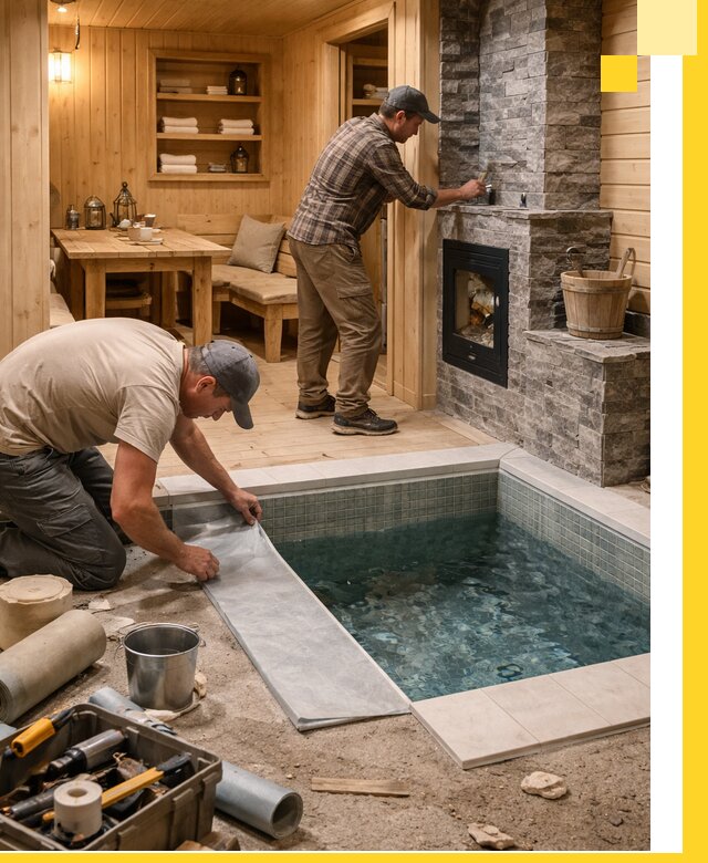 Строительство бань с комнатой отдыха под ключ в Кизилюрте