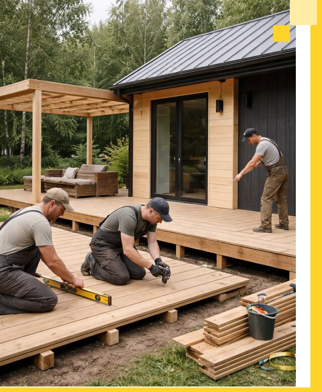 Строительство бань с террасой и бассейном под ключ в Кизилюрте