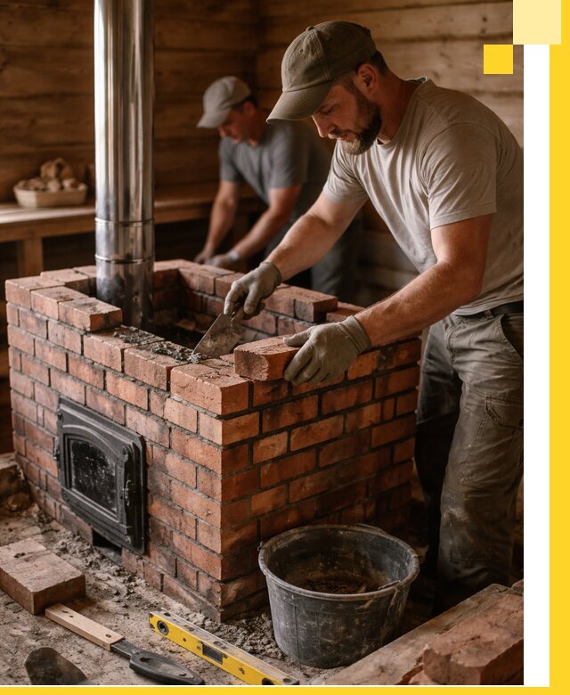 Кирпичные печи для бани под ключ в Кизилюрте, проект и монтаж