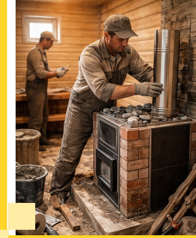 Монтаж печи в бане под ключ в Кизилюрте от 20652 р. | ЭриданКзт