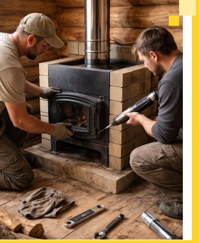 Монтаж и установка печи в бане под ключ с гарантией в Кизилюрте