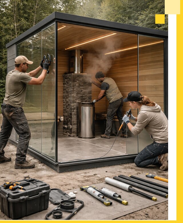 Проектирование и строительство стеклянных бань в Кизилюрте