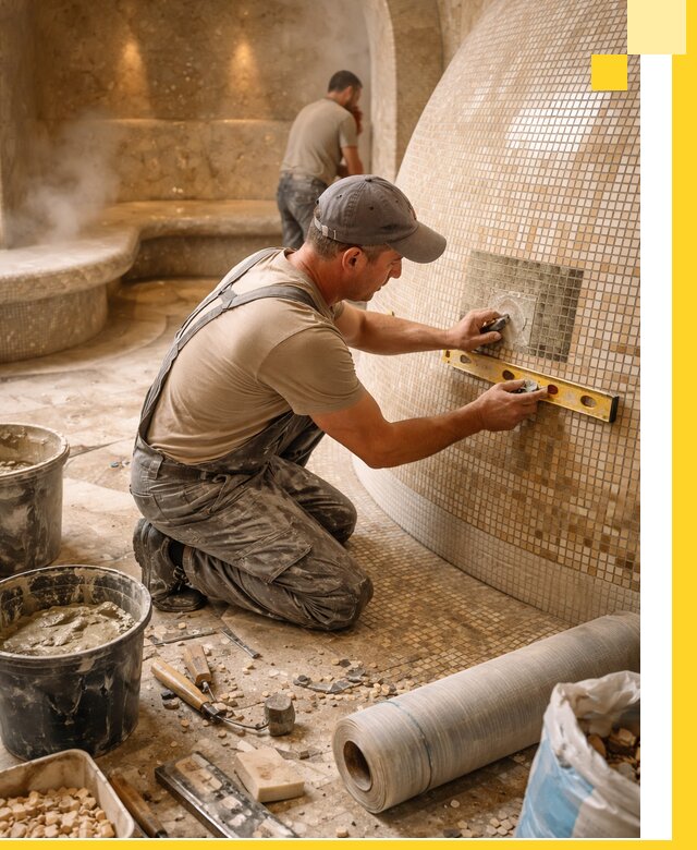 Хамам под ключ в Кизилюрте: проектирование, строительство, отделка