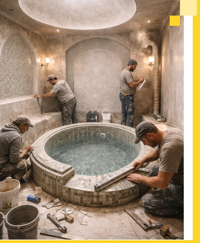 Профессиональное строительство хамама с бассейном в Кизилюрте под ключ
