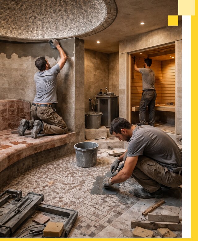 Проект и строительство хамама бани и сауны под ключ в Кизилюрте